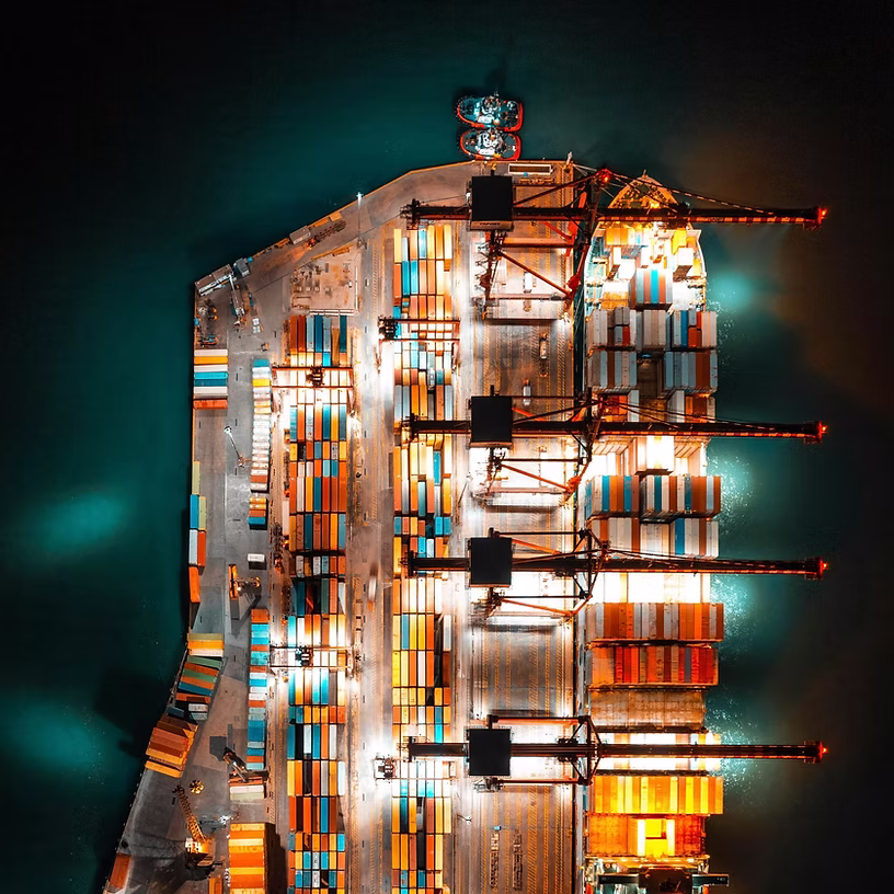 Cargo terminal at night