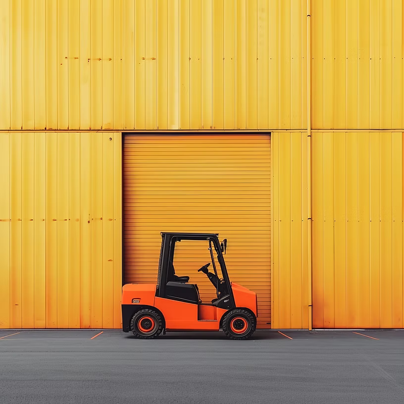 Forklift in a warehouse